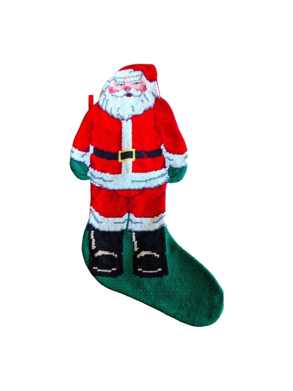 VTG Unbranded Needlepoint Santa Stocking NEW